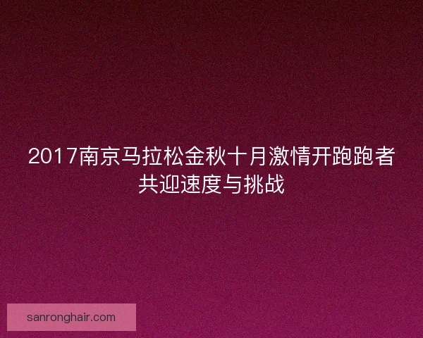 2017南京马拉松金秋十月激情开跑跑者共迎速度与挑战