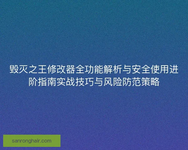 毁灭之王修改器全功能解析与安全使用进阶指南实战技巧与风险防范策略